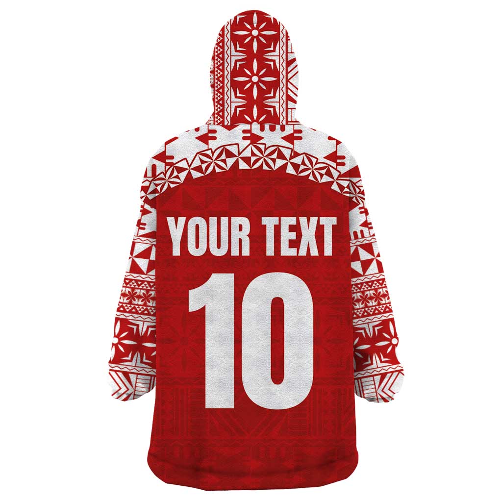 Custom Tonga Football Ngatu Tribal Tattoo Wearable Blanket Hoodie LT03 - Polynesian Pride