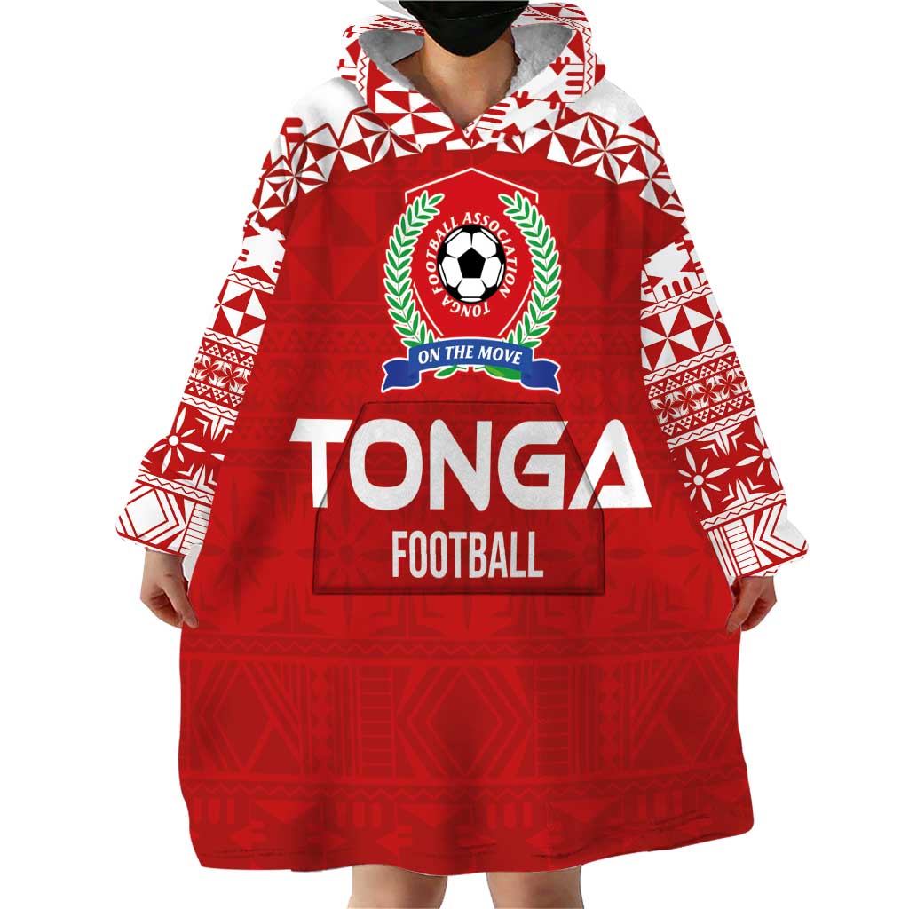 Custom Tonga Football Ngatu Tribal Tattoo Wearable Blanket Hoodie LT03 - Polynesian Pride