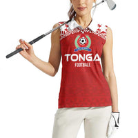 Custom Tonga Football Ngatu Tribal Tattoo Women Sleeveless Polo Shirt