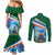 Marshall Islands Kwajalein Atoll Couples Matching Mermaid Dress and Long Sleeve Button Shirt Polynesian Pattern and Undersea Animals