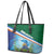 Marshall Islands Kwajalein Atoll Leather Tote Bag Polynesian Pattern and Undersea Animals