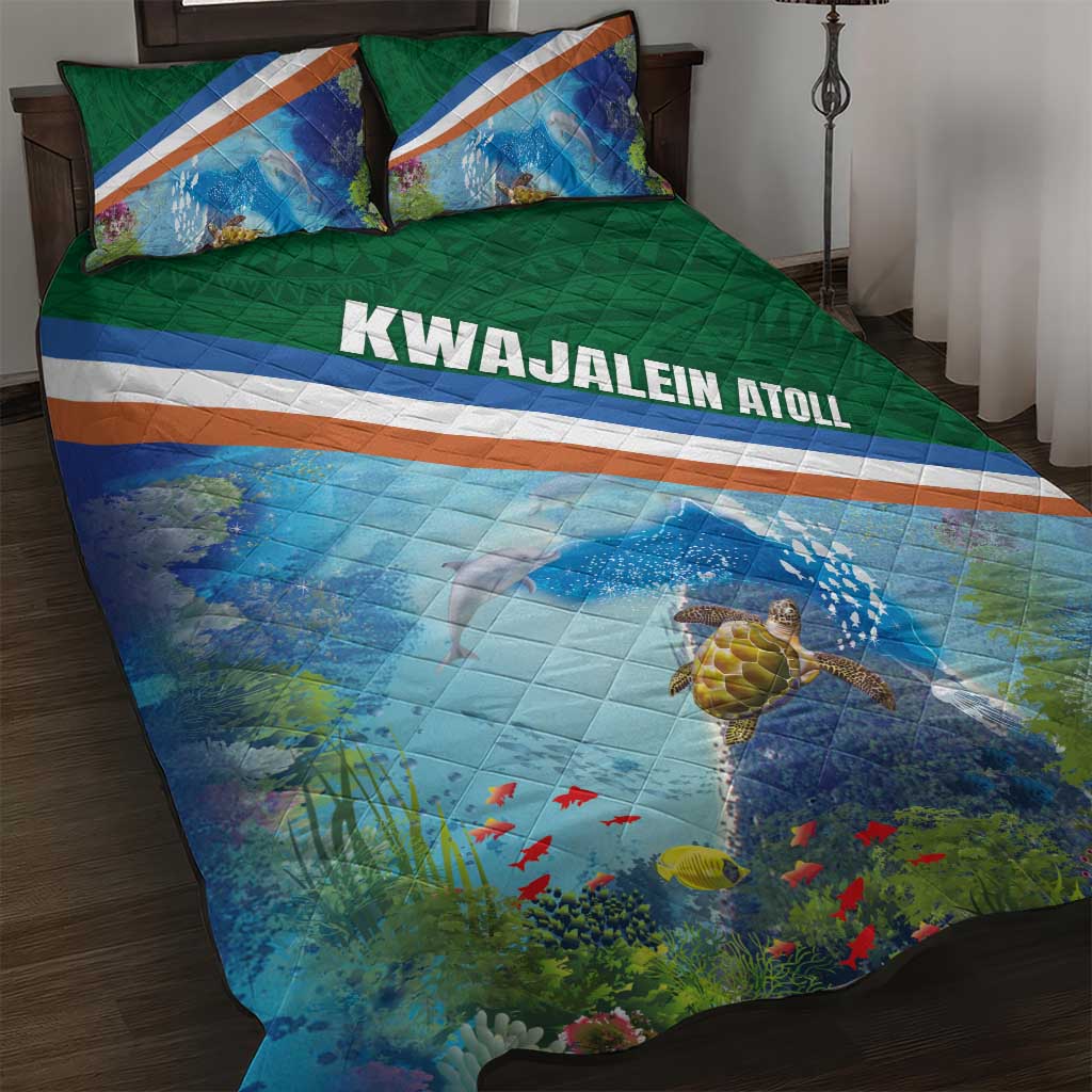 Marshall Islands Kwajalein Atoll Quilt Bed Set Polynesian Pattern and Undersea Animals