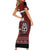 New Zealand Culture Short Sleeve Bodycon Dress Kia Ora Aotearoa Moko Tattoo Mask with Waka and Maori Art Pattern