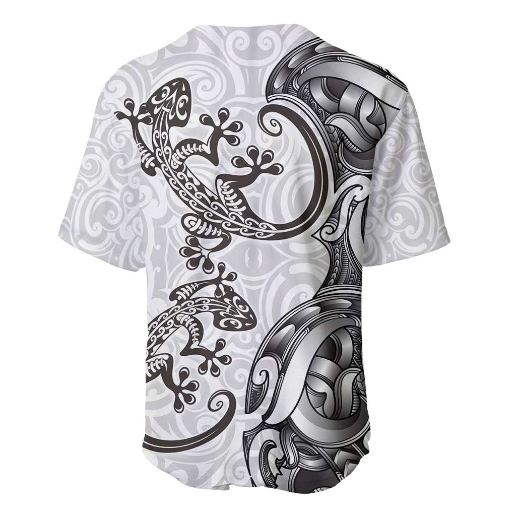 New Zealand Gecko Maori Art Tattoo Baseball Jersey White Color LT03 - Polynesian Pride