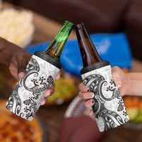 New Zealand Gecko Maori Art Tattoo 4 in 1 Can Cooler Tumbler White Color