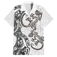 New Zealand Gecko Maori Art Tattoo Hawaiian Shirt White Color LT03 White - Polynesian Pride