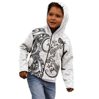 New Zealand Gecko Maori Art Tattoo Kid Hoodie White Color