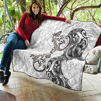 New Zealand Gecko Maori Art Tattoo Quilt White Color LT03 - Polynesian Pride
