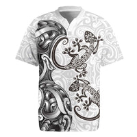 New Zealand Gecko Maori Art Tattoo Rugby Jersey White Color LT03 White - Polynesian Pride