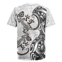 New Zealand Gecko Maori Art Tattoo Rugby Jersey White Color LT03 - Polynesian Pride