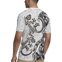 New Zealand Gecko Maori Art Tattoo Rugby Jersey White Color LT03 - Polynesian Pride
