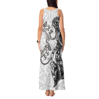 New Zealand Gecko Maori Art Tattoo Tank Maxi Dress White Color LT03 - Polynesian Pride