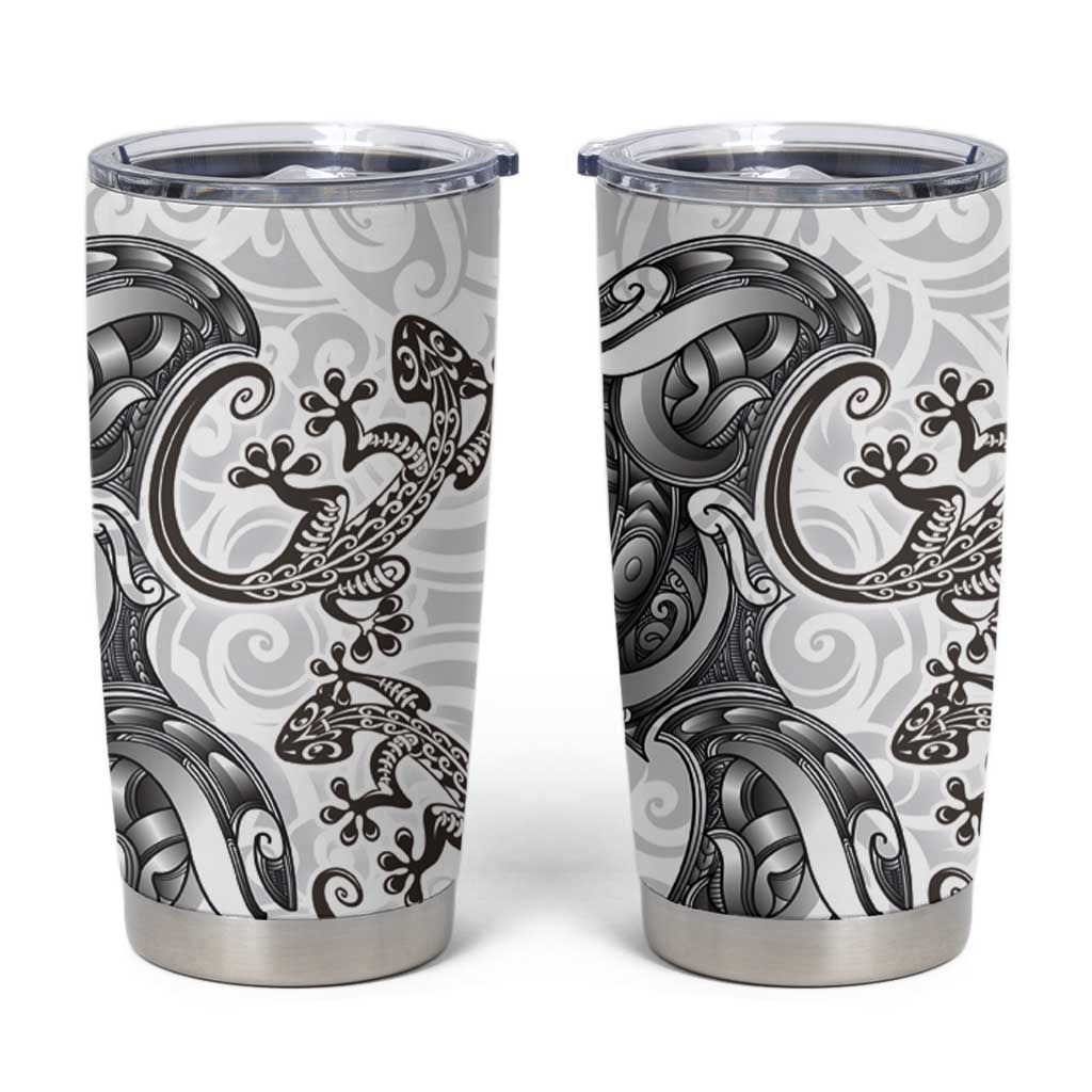 New Zealand Gecko Maori Art Tattoo Tumbler Cup White Color