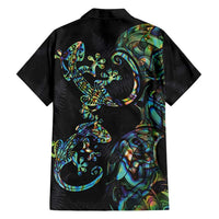 New Zealand Gecko Maori Art Tattoo Family Matching Tank Maxi Dress and Hawaiian Shirt Silver Fern and Paua Shell Mode