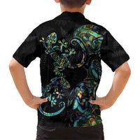 New Zealand Gecko Maori Art Tattoo Kid Hawaiian Shirt Silver Fern and Paua Shell Mode LT03 - Polynesian Pride
