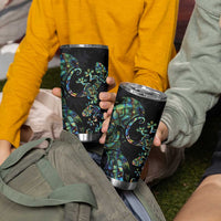 New Zealand Gecko Maori Art Tattoo Tumbler Cup Paua Shell Mode with Silver Fern Pattern LT03 - Polynesian Pride