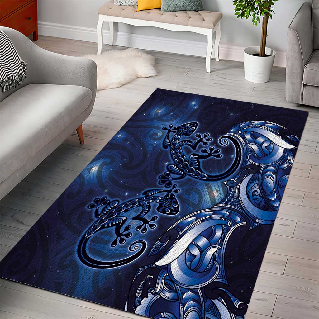 New Zealand Gecko Maori Art Tattoo Area Rug Matariki Mode LT03 - Polynesian Pride