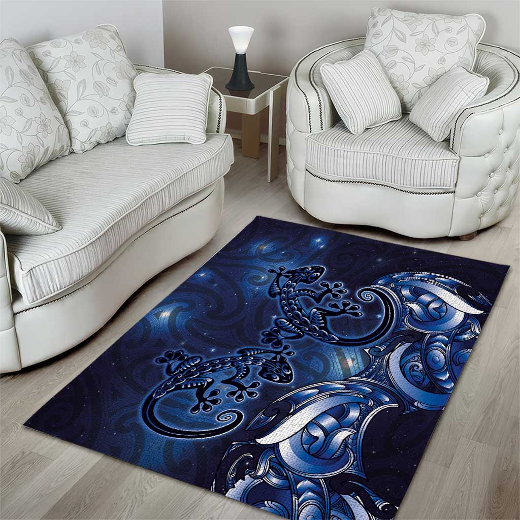 New Zealand Gecko Maori Art Tattoo Area Rug Matariki Mode LT03 - Polynesian Pride