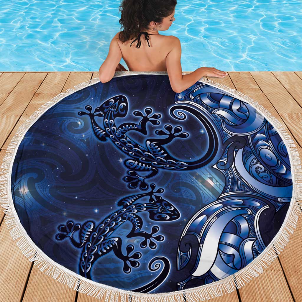 New Zealand Gecko Maori Art Tattoo Beach Blanket Matariki Mode LT03 - Polynesian Pride