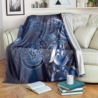 New Zealand Gecko Maori Art Tattoo Blanket Matariki Mode LT03 Blue - Polynesian Pride