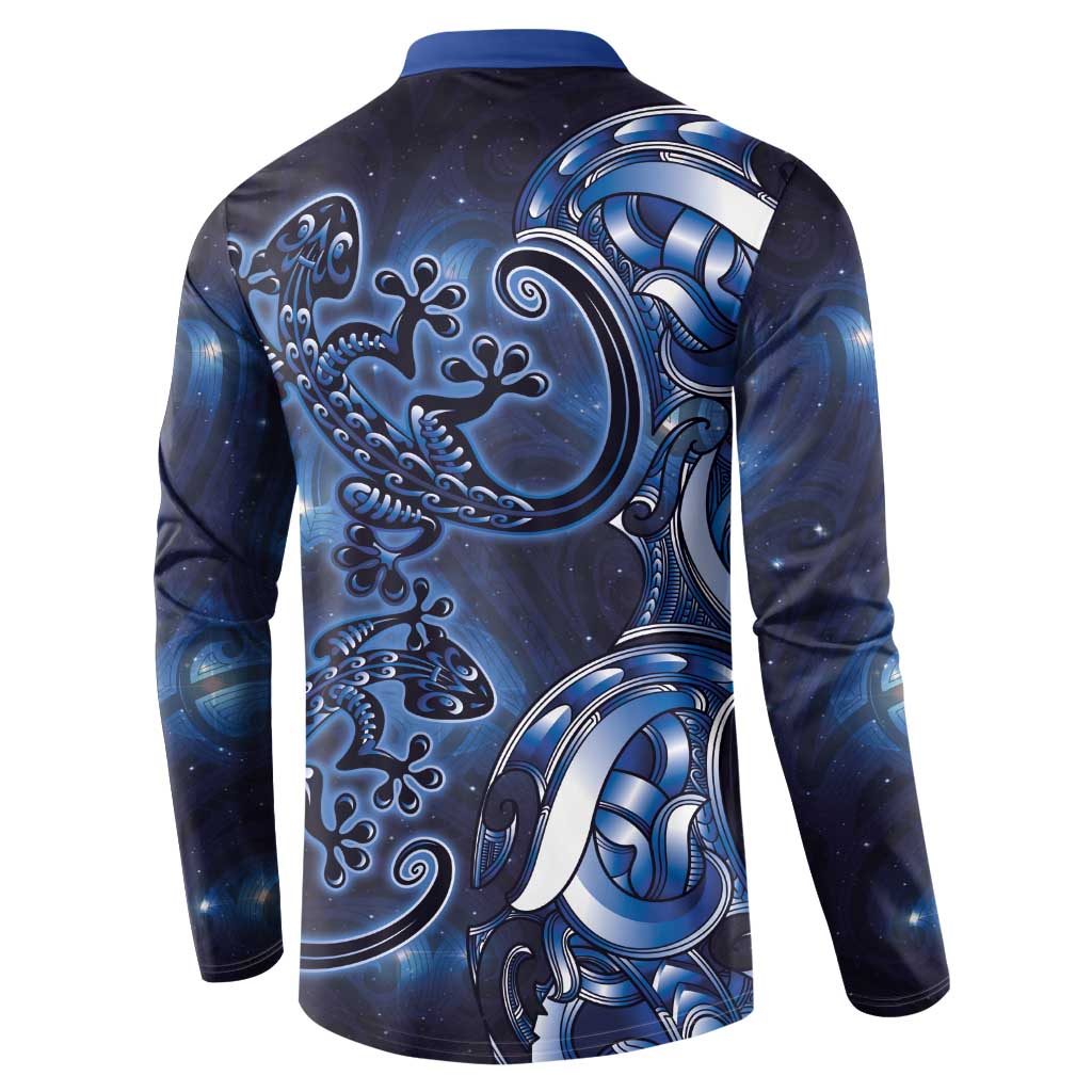 New Zealand Gecko Maori Art Tattoo Button Sweatshirt Matariki Mode LT03 - Polynesian Pride