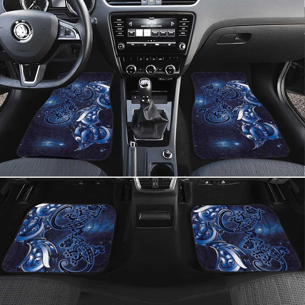 New Zealand Gecko Maori Art Tattoo Car Mats Matariki Mode LT03 Set 4pcs Blue - Polynesian Pride