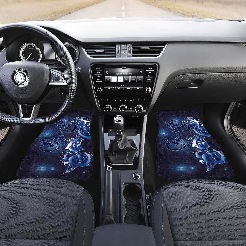 New Zealand Gecko Maori Art Tattoo Car Mats Matariki Mode LT03 Set 2pcs - Front Blue - Polynesian Pride