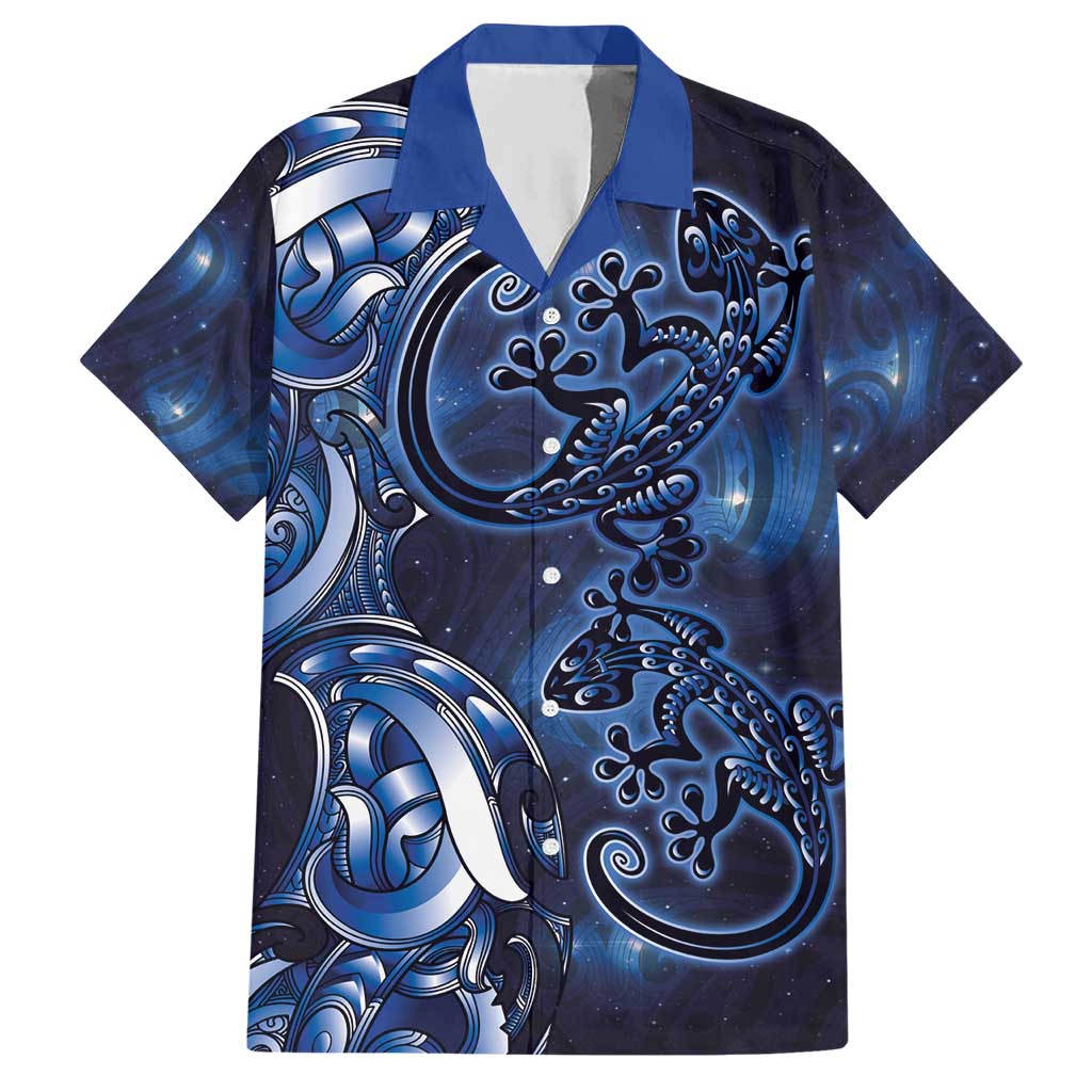 New Zealand Gecko Maori Art Tattoo Hawaiian Shirt Matariki Mode LT03 Blue - Polynesian Pride