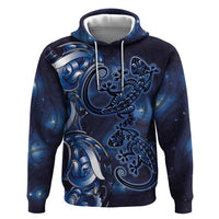 New Zealand Gecko Maori Art Tattoo Hoodie Matariki Mode LT03 Pullover Hoodie Blue - Polynesian Pride