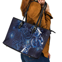 New Zealand Gecko Maori Art Tattoo Leather Tote Bag Matariki Mode LT03 - Polynesian Pride