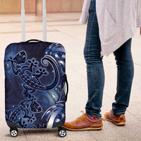 New Zealand Gecko Maori Art Tattoo Luggage Cover Matariki Mode LT03 Blue - Polynesian Pride