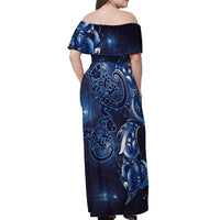 New Zealand Gecko Maori Art Tattoo Off Shoulder Maxi Dress Matariki Mode LT03 - Polynesian Pride