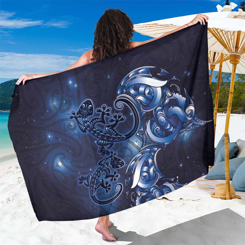 New Zealand Gecko Maori Art Tattoo Sarong Matariki Mode LT03 One Size 44 x 66 inches Blue - Polynesian Pride