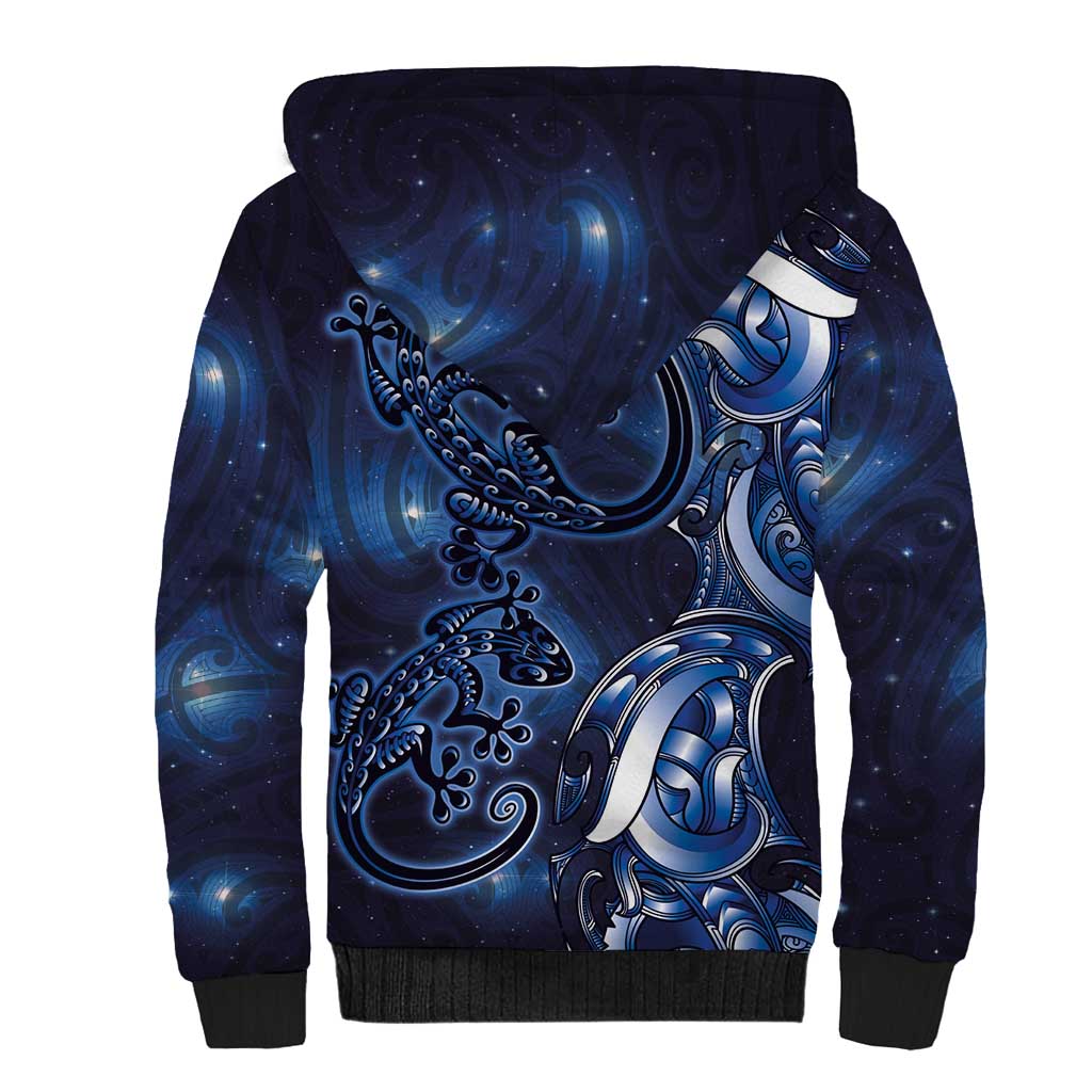 New Zealand Gecko Maori Art Tattoo Sherpa Hoodie Matariki Mode LT03 - Polynesian Pride