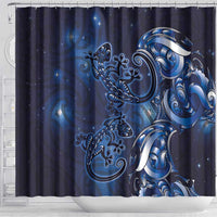 New Zealand Gecko Maori Art Tattoo Shower Curtain Matariki Mode LT03 - Polynesian Pride