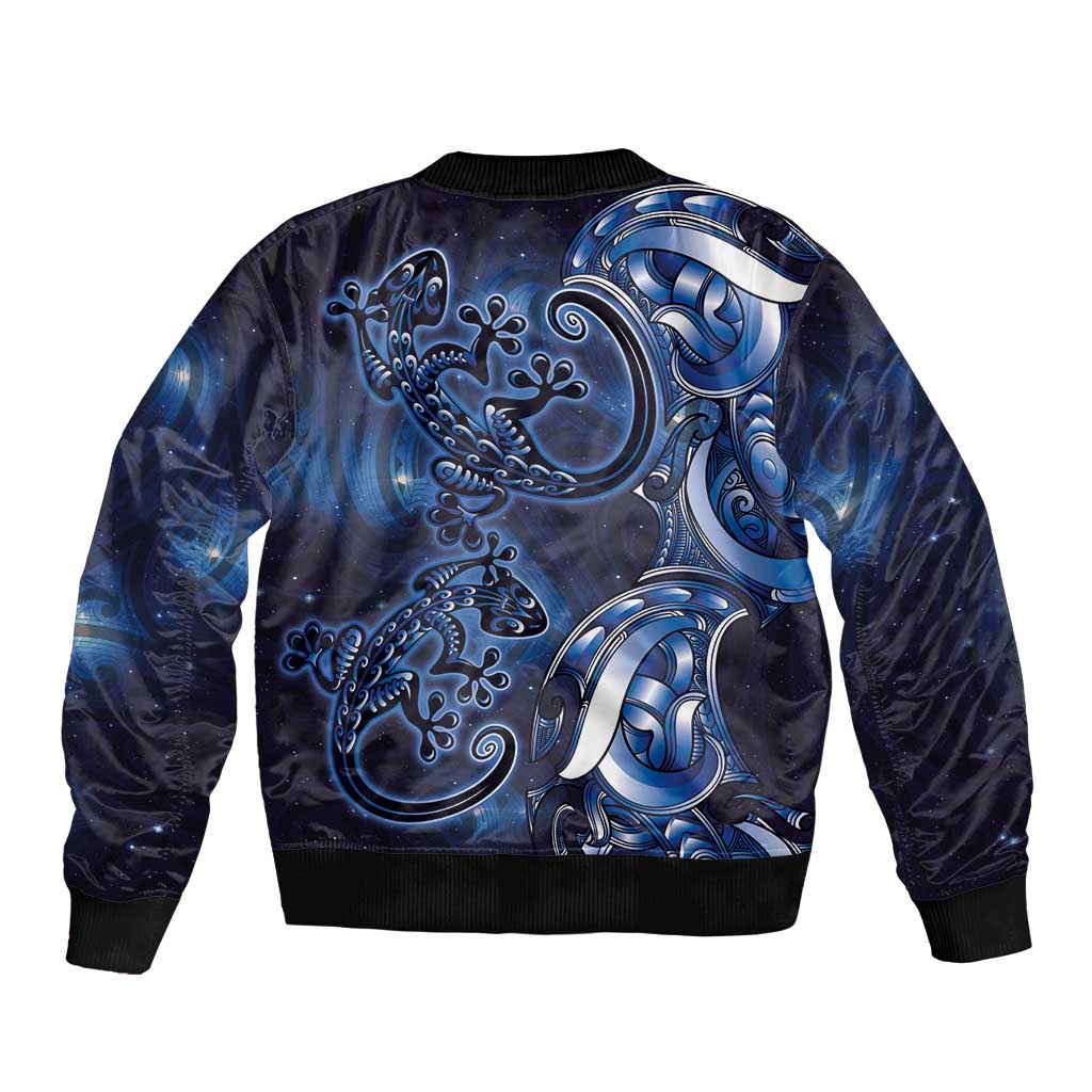 New Zealand Gecko Maori Art Tattoo Sleeve Zip Bomber Jacket Matariki Mode LT03 - Polynesian Pride