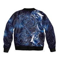 New Zealand Gecko Maori Art Tattoo Sleeve Zip Bomber Jacket Matariki Mode LT03 - Polynesian Pride