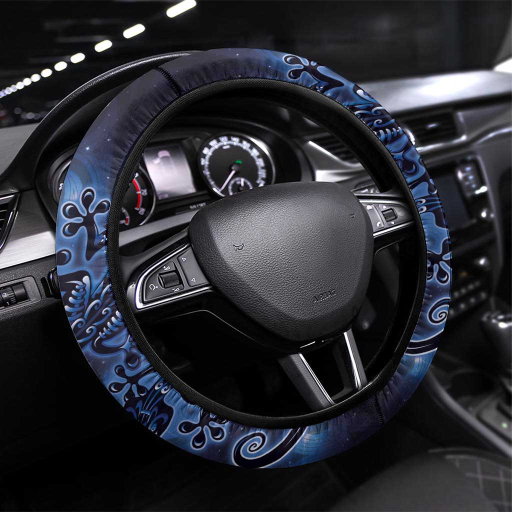 New Zealand Gecko Maori Art Tattoo Steering Wheel Cover Matariki Mode