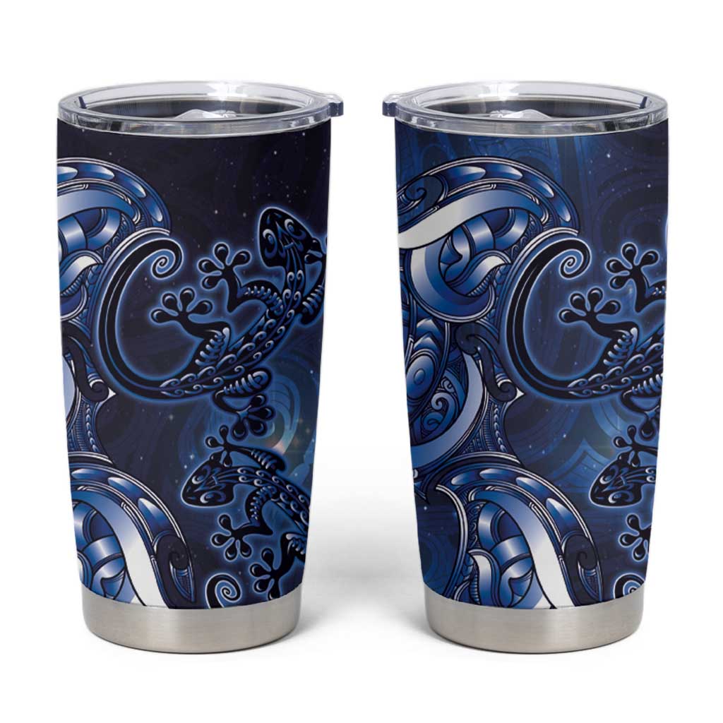 New Zealand Gecko Maori Art Tattoo Tumbler Cup Matariki Mode LT03 Blue - Polynesian Pride