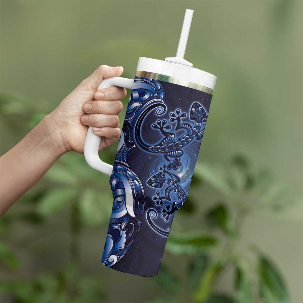 New Zealand Gecko Maori Art Tattoo Tumbler With Handle Matariki Mode LT03 - Polynesian Pride