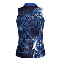 New Zealand Gecko Maori Art Tattoo Women Sleeveless Polo Shirt Matariki Mode LT03 - Polynesian Pride