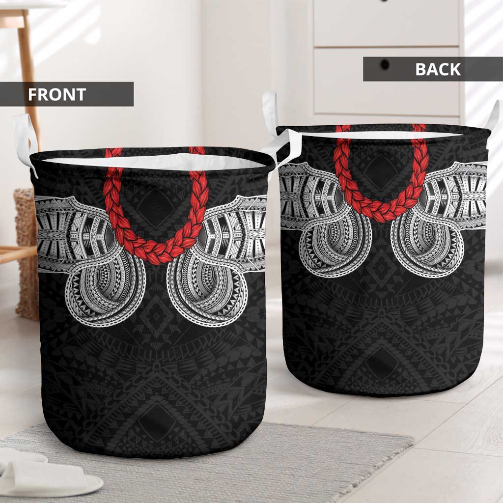 Samoan Traditional Art Tattoos Laundry Basket Tatau Tribal Motifs with Ula Fala Black LT03 - Polynesian Pride