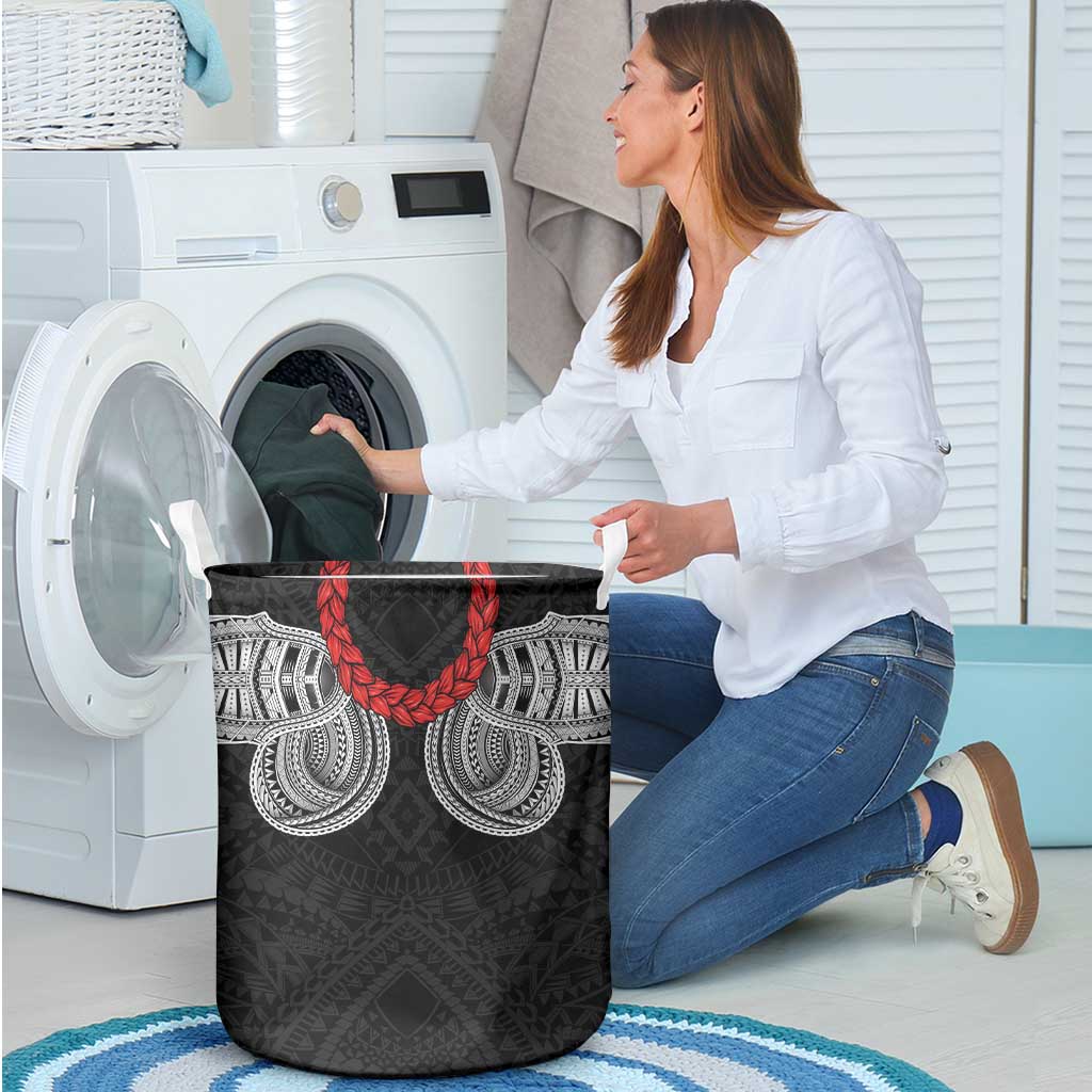 Samoan Traditional Art Tattoos Laundry Basket Tatau Tribal Motifs with Ula Fala Black LT03 - Polynesian Pride