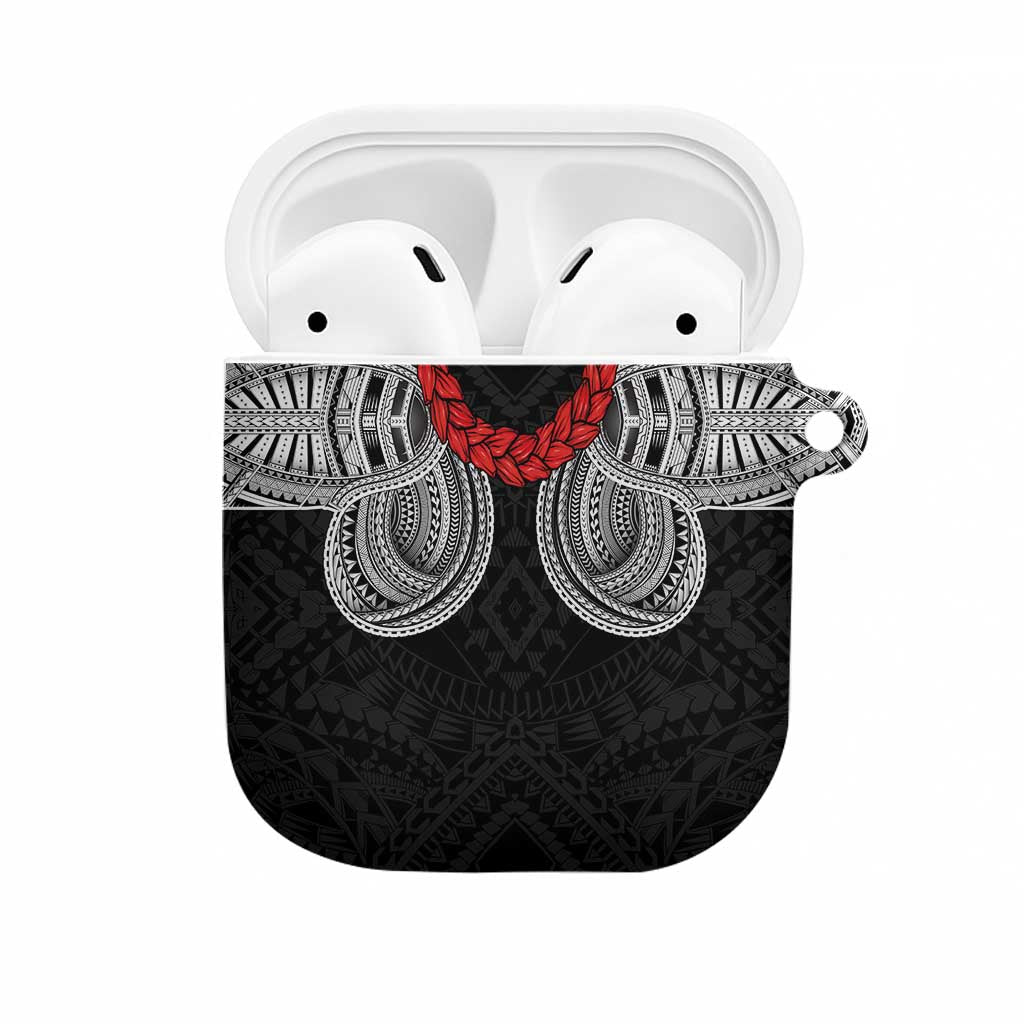 Samoan Traditional Art Tattoos AirPods Case Tatau Tribal Motifs with Ula Fala Black - Polynesian Pride