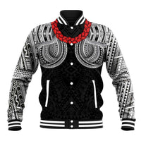 Samoan Traditional Art Tattoos Baseball Jacket Tatau Tribal Motifs with Ula Fala Black - Polynesian Pride