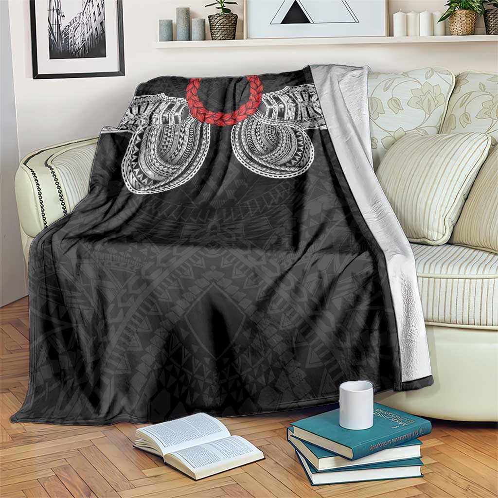 Samoan Traditional Art Tattoos Blanket Tatau Tribal Motifs with Ula Fala Black - Polynesian Pride