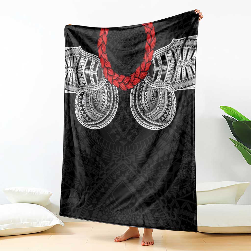 Samoan Traditional Art Tattoos Blanket Tatau Tribal Motifs with Ula Fala Black - Polynesian Pride