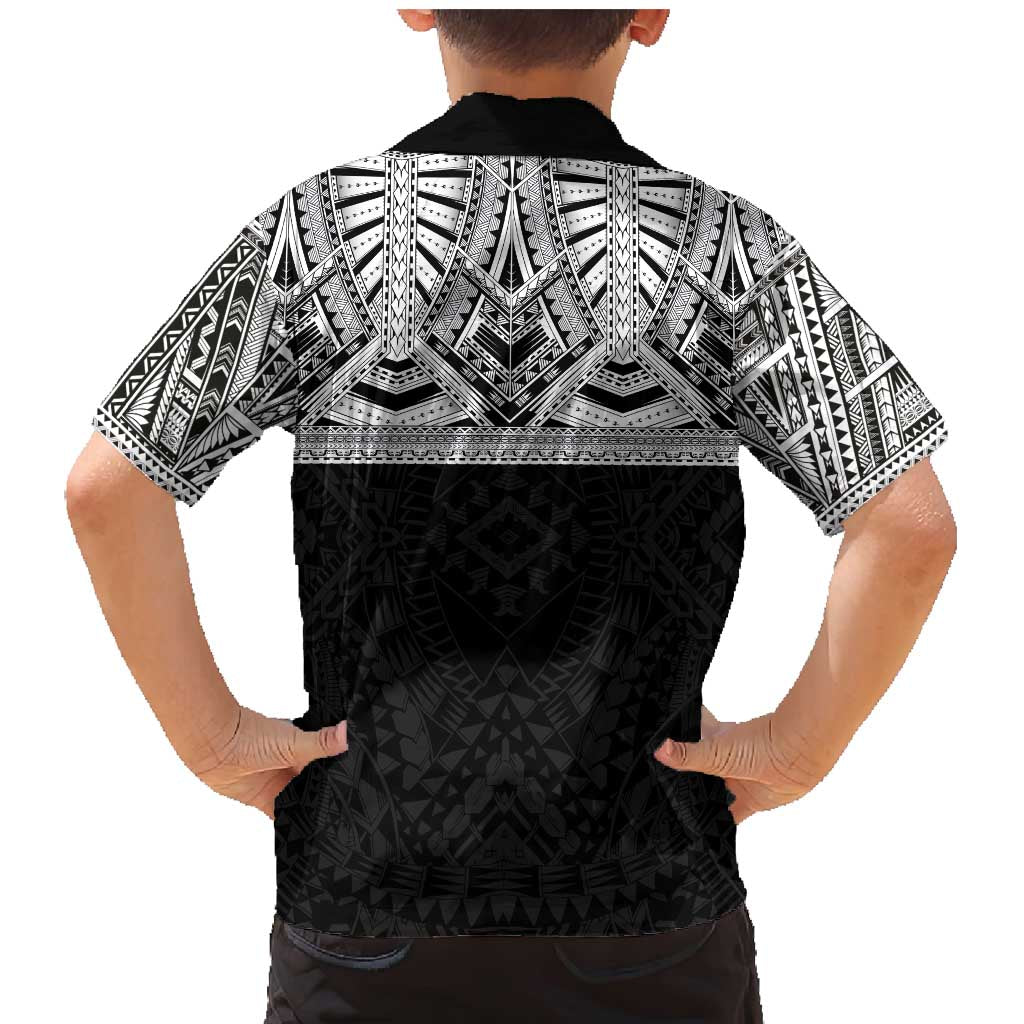 Samoan Traditional Art Tattoos Family Matching Mermaid Dress and Hawaiian Shirt Tatau Tribal Motifs with Ula Fala Black - Polynesian Pride