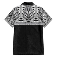 Samoan Traditional Art Tattoos Family Matching Short Sleeve Bodycon Dress and Hawaiian Shirt Tatau Tribal Motifs with Ula Fala Black - Polynesian Pride