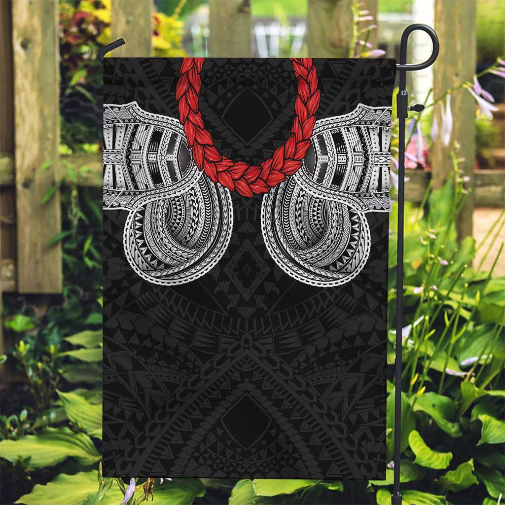 Samoan Traditional Art Tattoos Garden Flag Tatau Tribal Motifs with Ula Fala Black - Polynesian Pride
